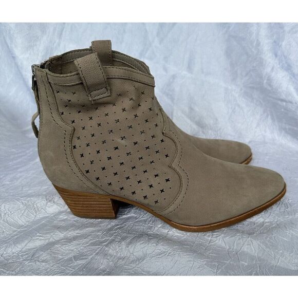 Size 8 Sam Edelman Reynolds Leather Ankle Booties Boots Tan Putty Color Western - Picture 6 of 9